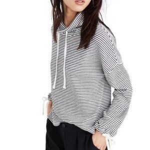 Mile(s) by Madewell Funnel Neck Tie Sleeve Sweatshirt in Stripe